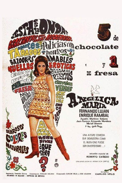Póster de 5 de chocolate y 1 de fresa
