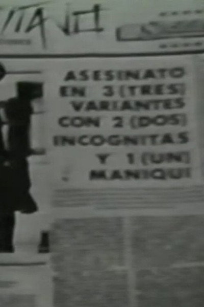 Póster de Asesinato en tres variantes con dos incógnitas y un maniquí