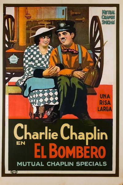 Póster de Charlot, bombero