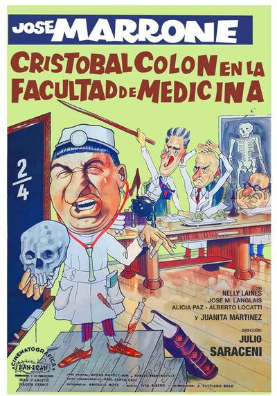 Póster de Cristóbal Colón en la facultad de medicina