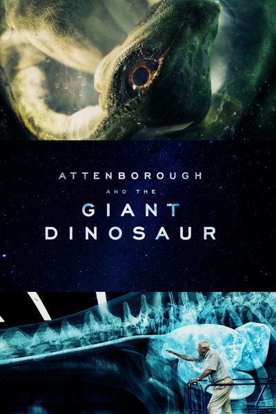 Póster de David Attenborough y el dinosaurio gigante