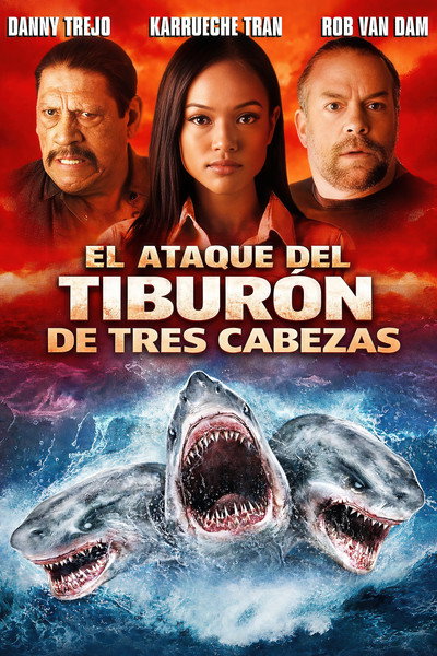 Póster de El ataque del tiburón de tres cabezas