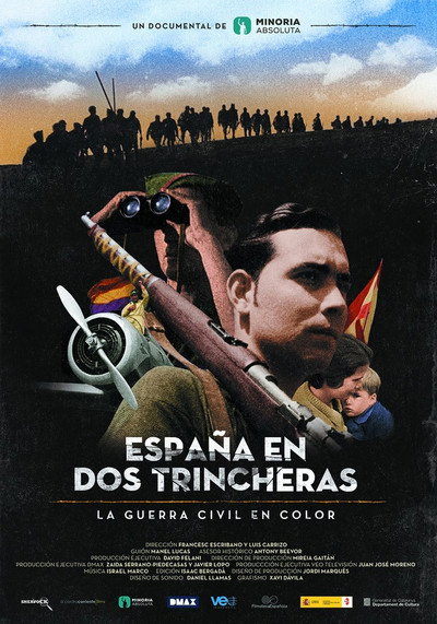 Póster de España en dos trincheras: La Guerra Civil en color