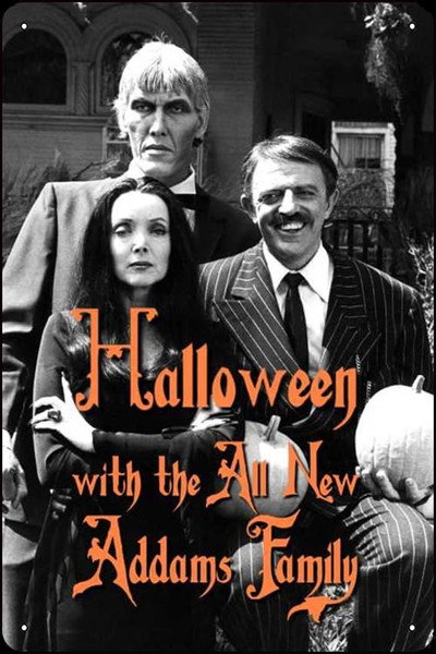 Póster de Halloween con la familia Addams