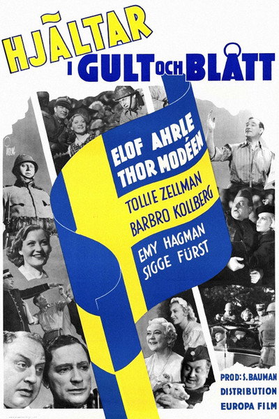 Póster de Hjältar i gult och blått