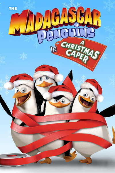 Póster de Los pingüinos de Madagascar en travesura navideña
