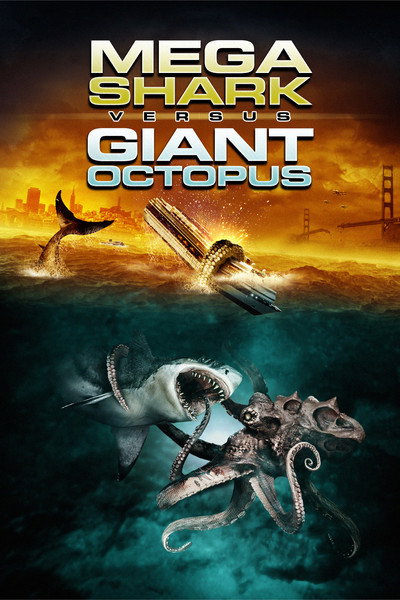 Póster de Megatiburón contra pulpo gigante