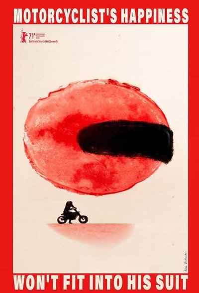Póster de Motorcyclist's Happiness Won't Fit Into His Suit