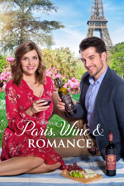 Póster de París, vino y romances