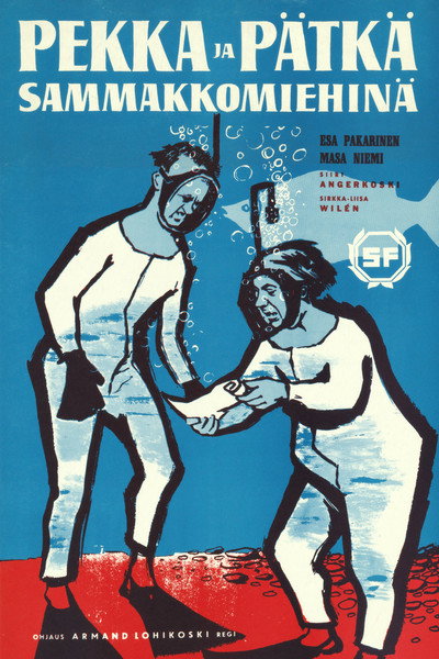 Póster de Pekka ja Pätkä sammakkomiehinä