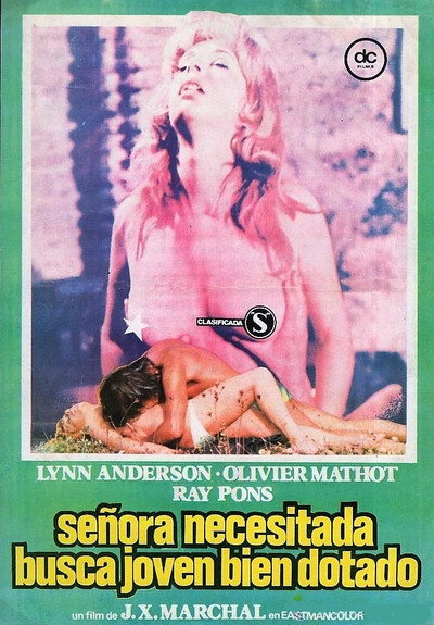 Póster de Señora necesitada busca joven bien dotado