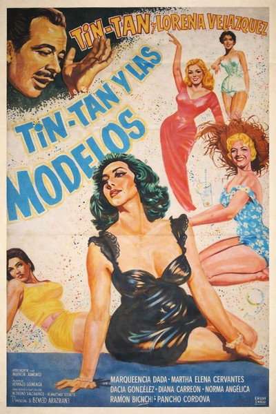 Póster de Tin Tan y las modelos
