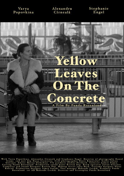Póster de Yellow leaves on the concrete